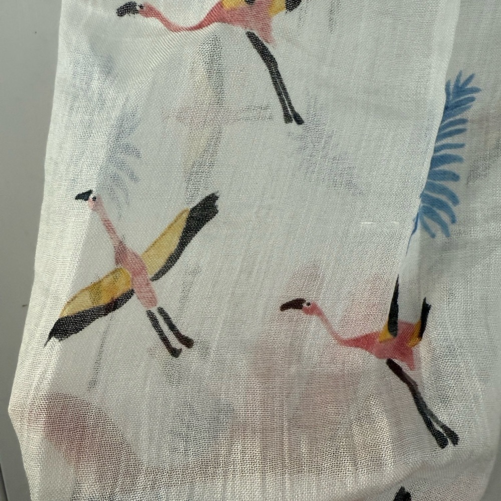 LOFT Flamingo and Leaf Print Scarf - Picture 2 of 7